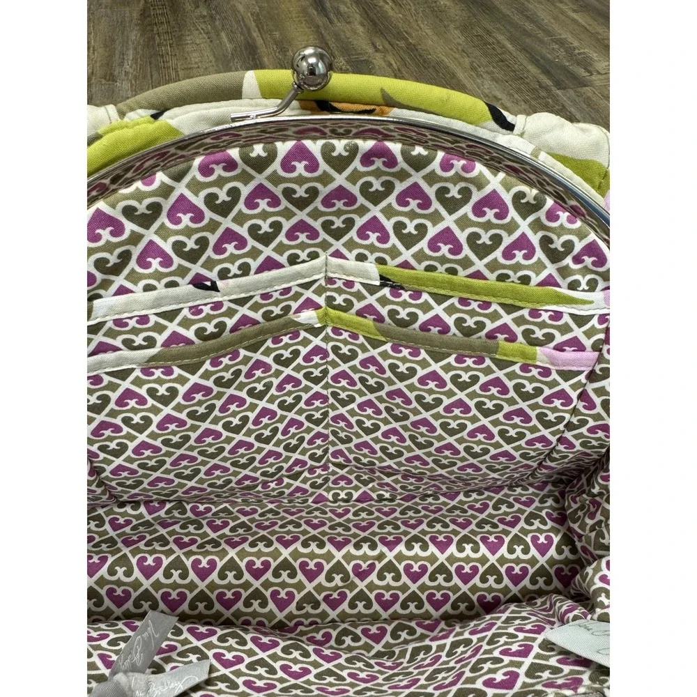 Vera Bradley Quilted Portobello Floral Bag Eloise Kiss Lock Satchel Green Purple